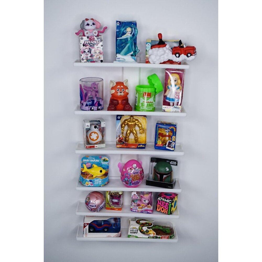 White Wall Mounted Display Shelf for Mini Brand Toys - 6 Shelves